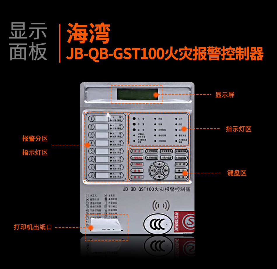 福建海湾JB-QB-GST100福建火灾报警控制器显示面板